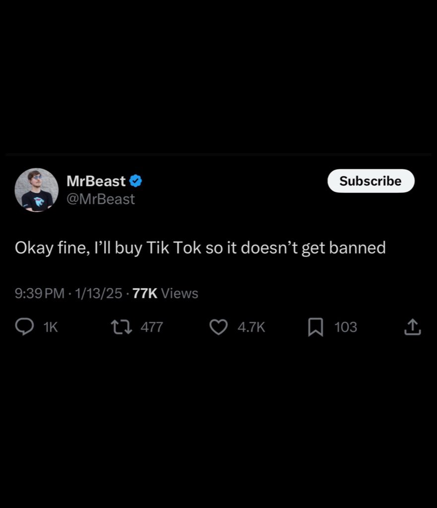MrBeast akan beli TikTok